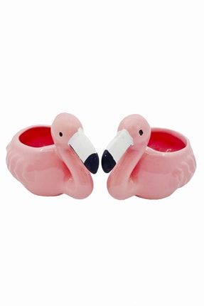 2'li Flamingo Seramik Saksı & Çalışma Masasına Saksı & Dekoratif Saksı & Narin Kuşlar Biblo Saksı CS0093