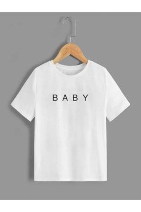 Çocuk Unisex Oversize Beyaz Baby Baskılı T-shirt baby-