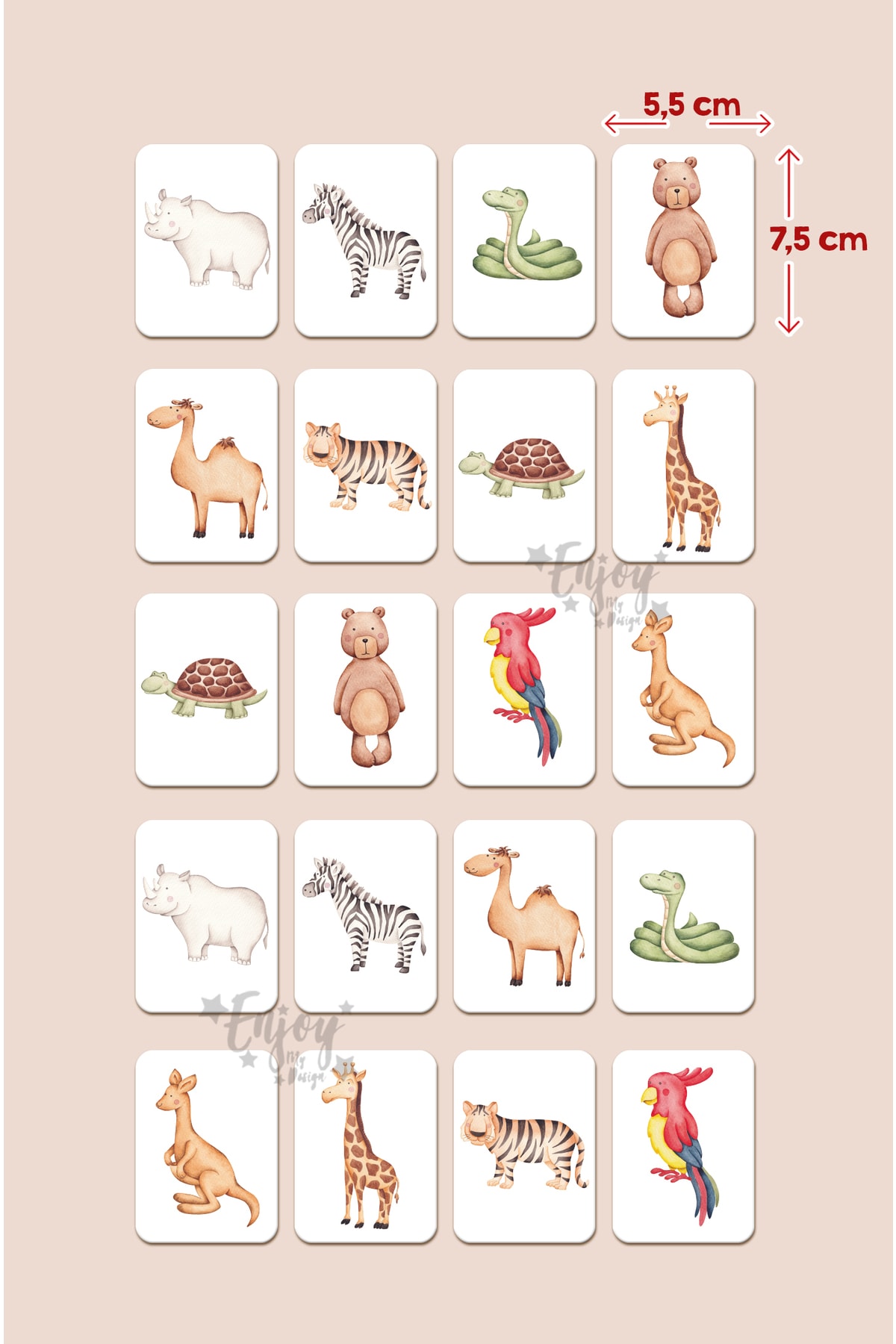 Enjoymydesign Eşleştirme Oyunu Okul Öncesi Zeka Kartları Wild Animals Hafıza Kartı Ahşap Eğitici Puzzle Oyuncak fotoğrafı 2 (önizleme)