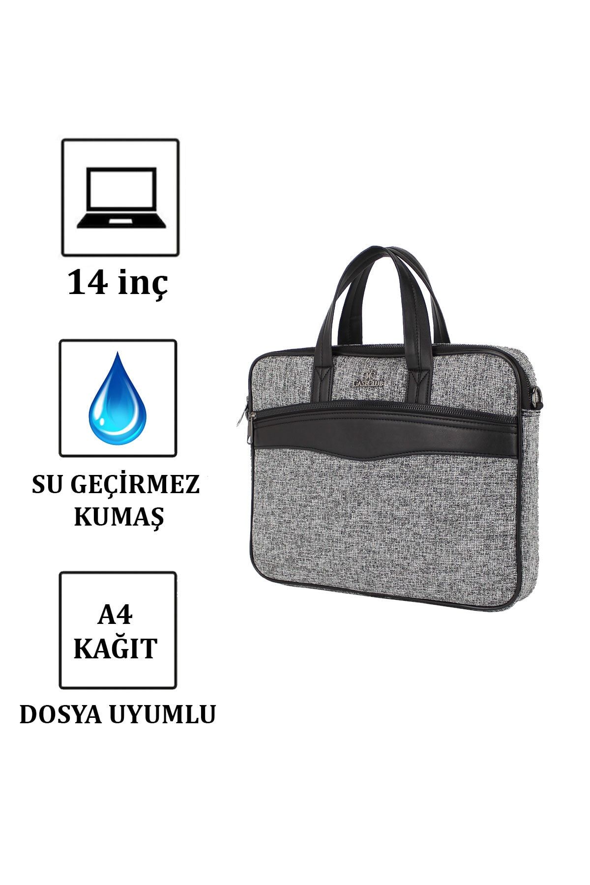 Case Club Linen Fabric Briefcase Handbag with 14 Laptop