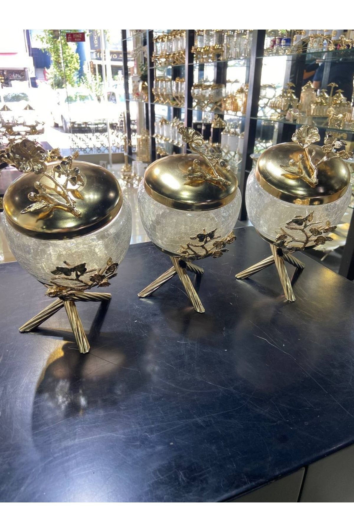 OWWOTECH Bombe 3 Lü Set Çiçek Desenli Baharatlık Takımı 1 kg Kapasiteli Kavanoz Saklama Kabı