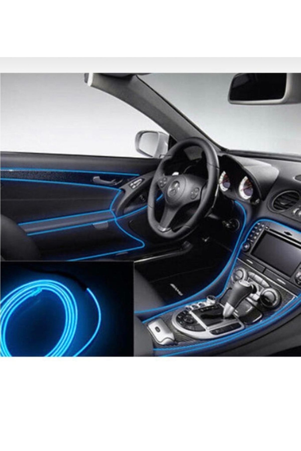 FV-TUNİNG-In-Car Neon LED Blue Rope Led Torpedo LED 1 Meter with Cigarette Lighter Socket 2