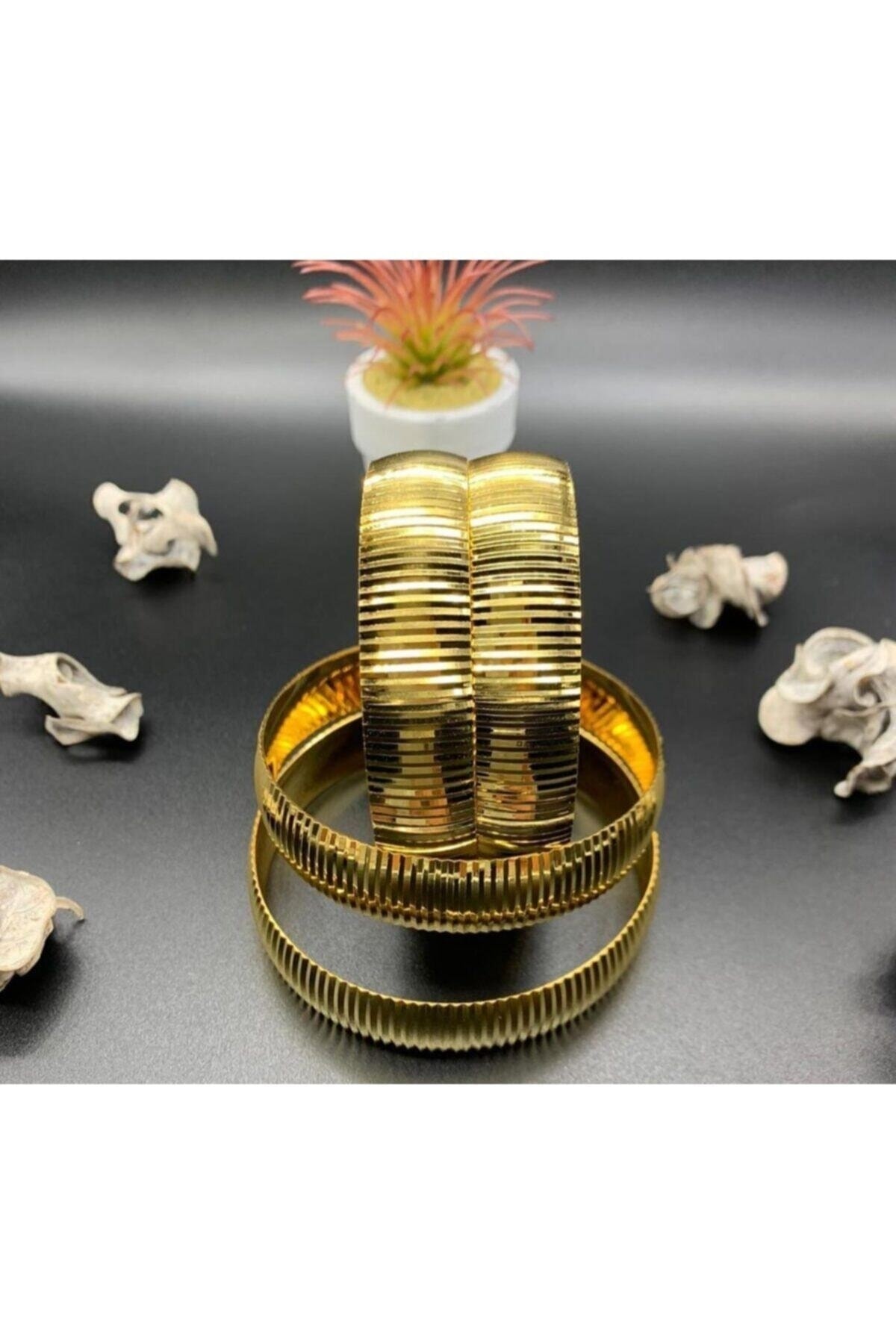 barisiva gold 22 Ayar Altın Kaplama Kadın 1.5 Cm Eninde Bilezik