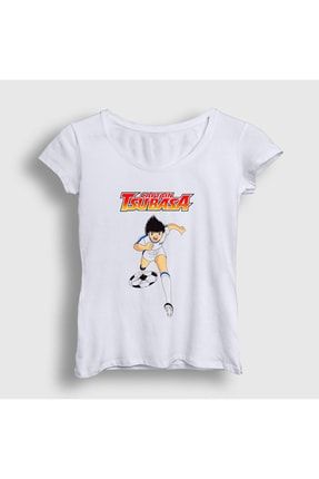 Kadın Beyaz Dribbler Futbol Anime Kaptan Captain Tsubasa T-shirt 320429tt