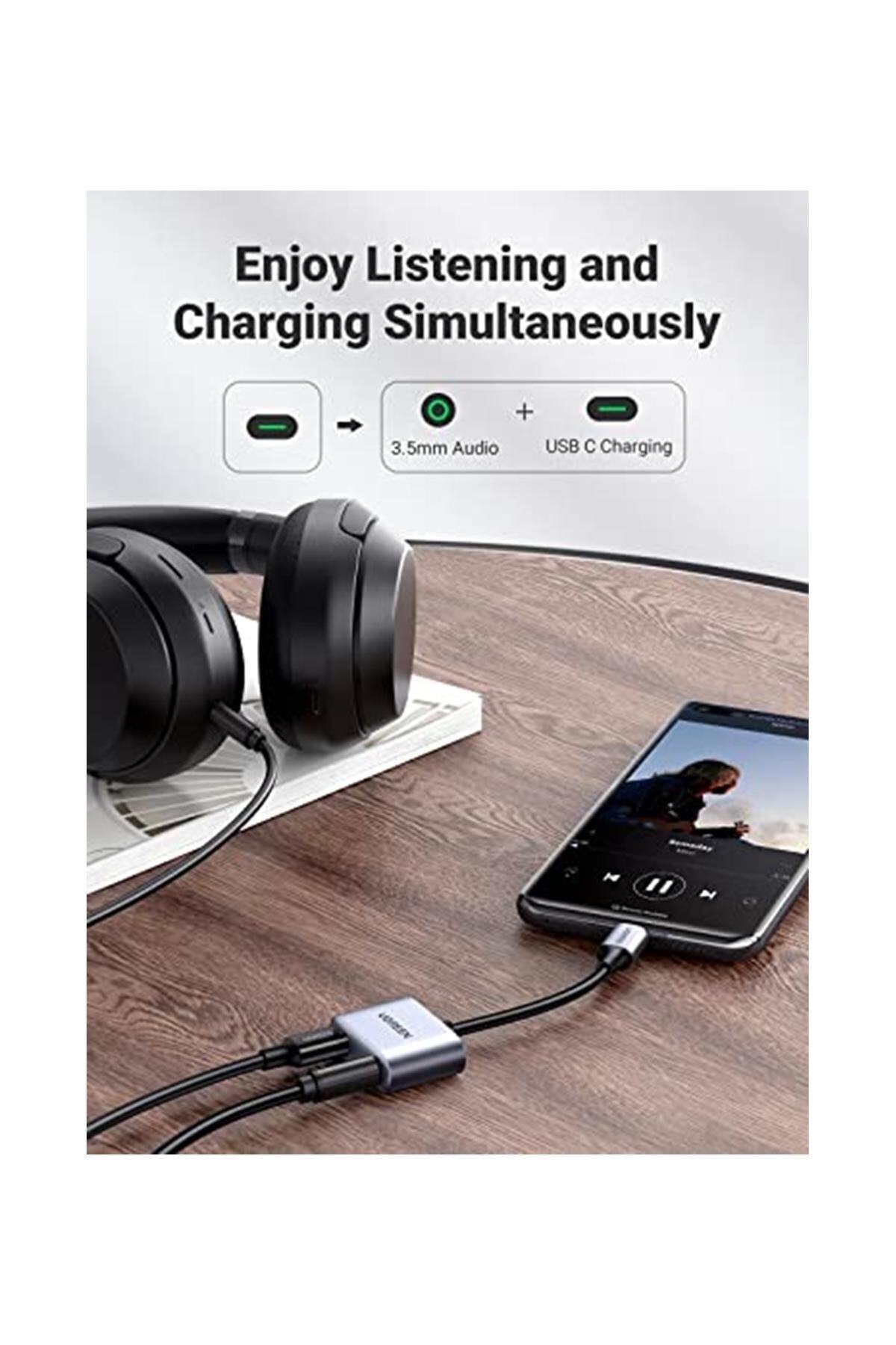 Usb C - 3.5mm Kulaklık Jakı Ses Adaptörü Ve Şarj Cihazı Dac Tip C - Aux Kulaklık Ayırıcı Ip 2