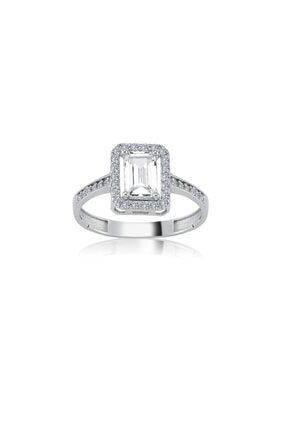 Pırlanta Montur Emerald Taşlı Gümüş Yüzük YZK00519-TLG