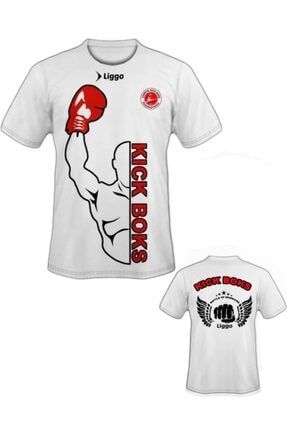 Unisex Beyaz Boks Kickboks Dijital Baskılı T-shirt Liggo82