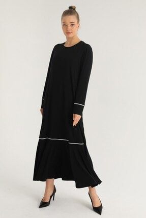 Kadın Büyük Beden Siyah Sandy Biyeli Elbise FK21-3012-0134