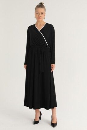 Kadın Siyah Büyük Beden Sandy Biyeli Elbise FK21-3004-0134