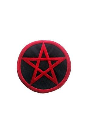 Kırmızı Pentagram Yıldızı Patches Arma Peç Kot Yaması X-443