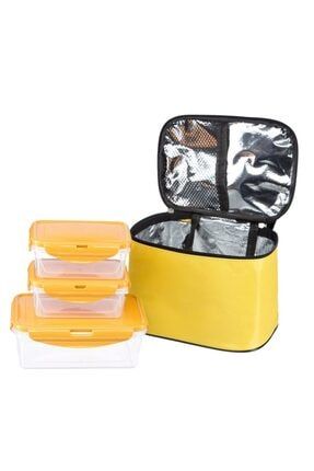 Favilla Taşınabilir Yemek Seti 3 Adet Hava Geçirmez Saklama Kabı+çanta ADAKYPL3109
