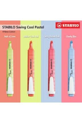 Swing Cool Yeni Renkler 4'lü Set Textmarker Highlighter Kuruma Önleme Teknolojili swing cool yeni renkler 4 renk