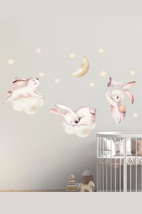 Renkli 27 - Neşeli Tavşanlar Duvar Sticker Seti SM0001NSLTVSN