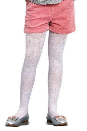 Kız Çocuk Beyaz Pretty Bow Külotlu Çorap PCDP565G17SK-10