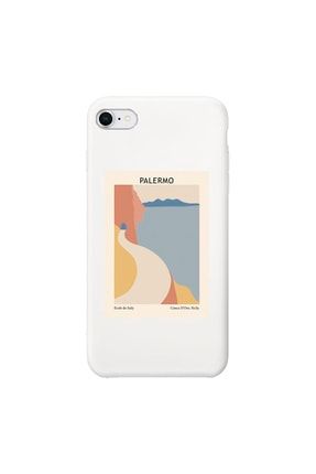 Iphone Se 2020 Beyaz Lansman Palermo Desenli Telefon Kılıfı IPSELN-098