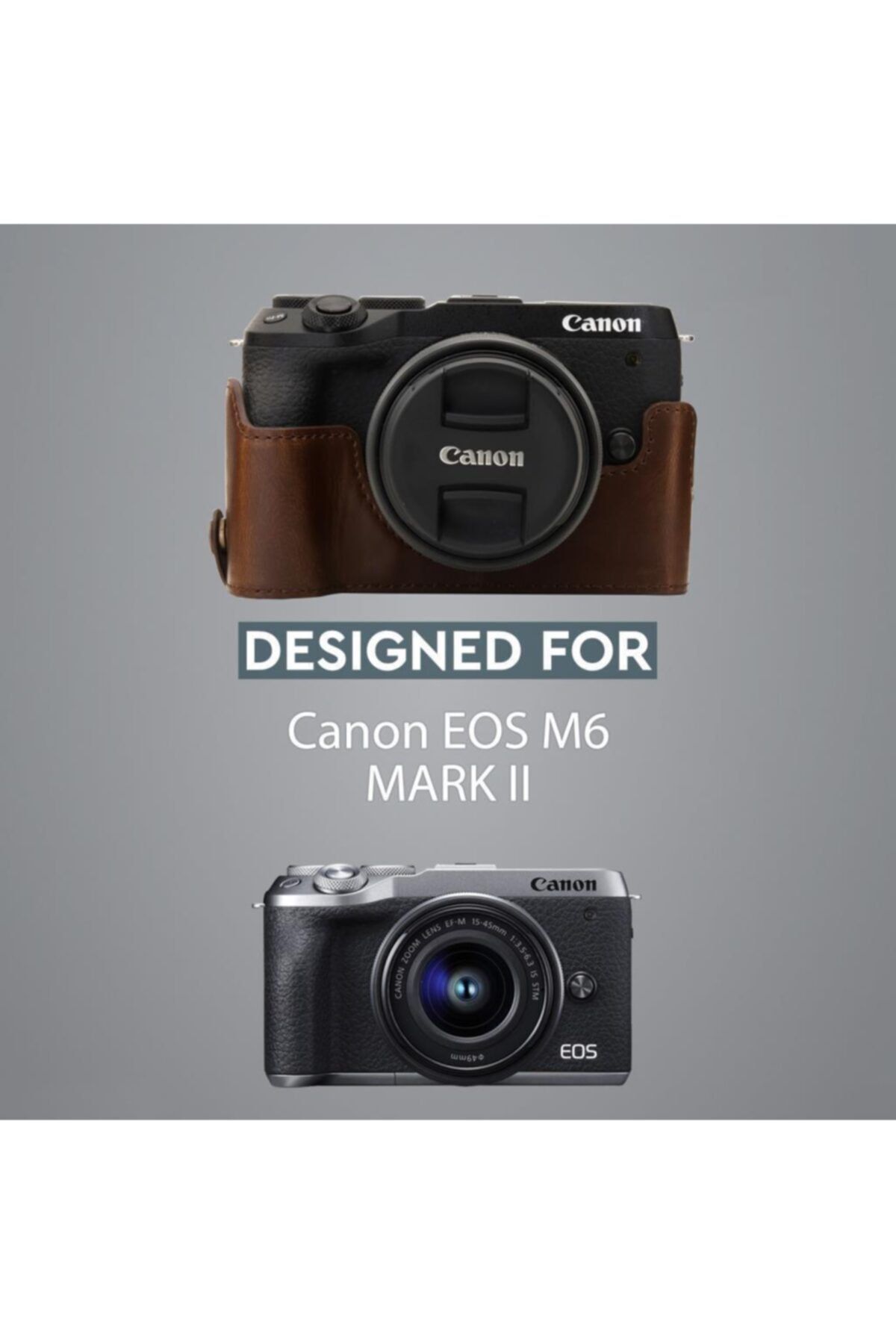 لوازم جانبی کیف چند رنگ مردانه و زنانه کیس نیمه دوربین چرمی مصنوعی سازگار با Canon EOS M6 Mark II یک پایین MegaGear
