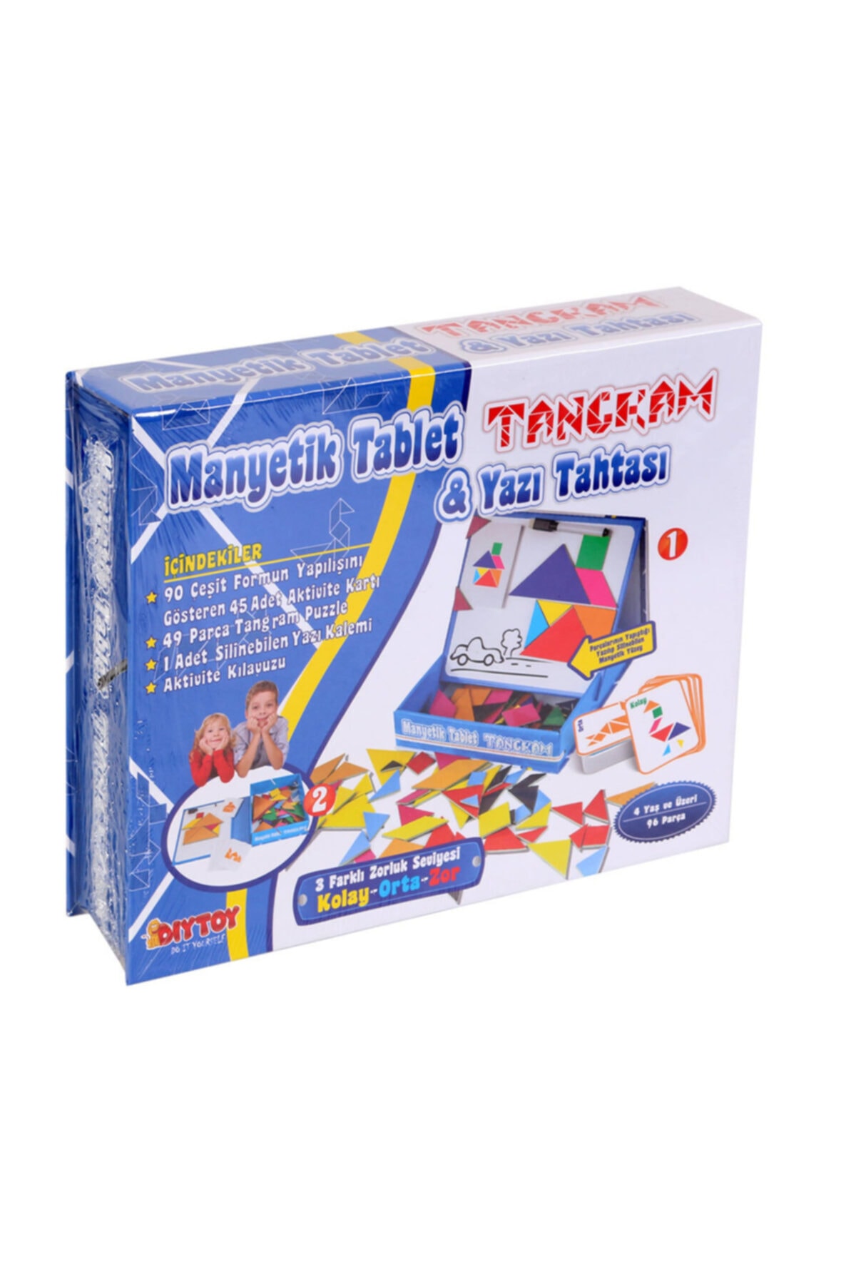 LED PAZARI Diy-toy Manyetik Tablet Tangram & Yazı Tahtası 96 Parça