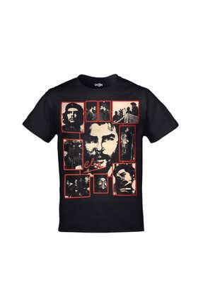 Che Guevara Kolaj Unisex Ön Arka Siyah Tshirt ORJ-TM-306