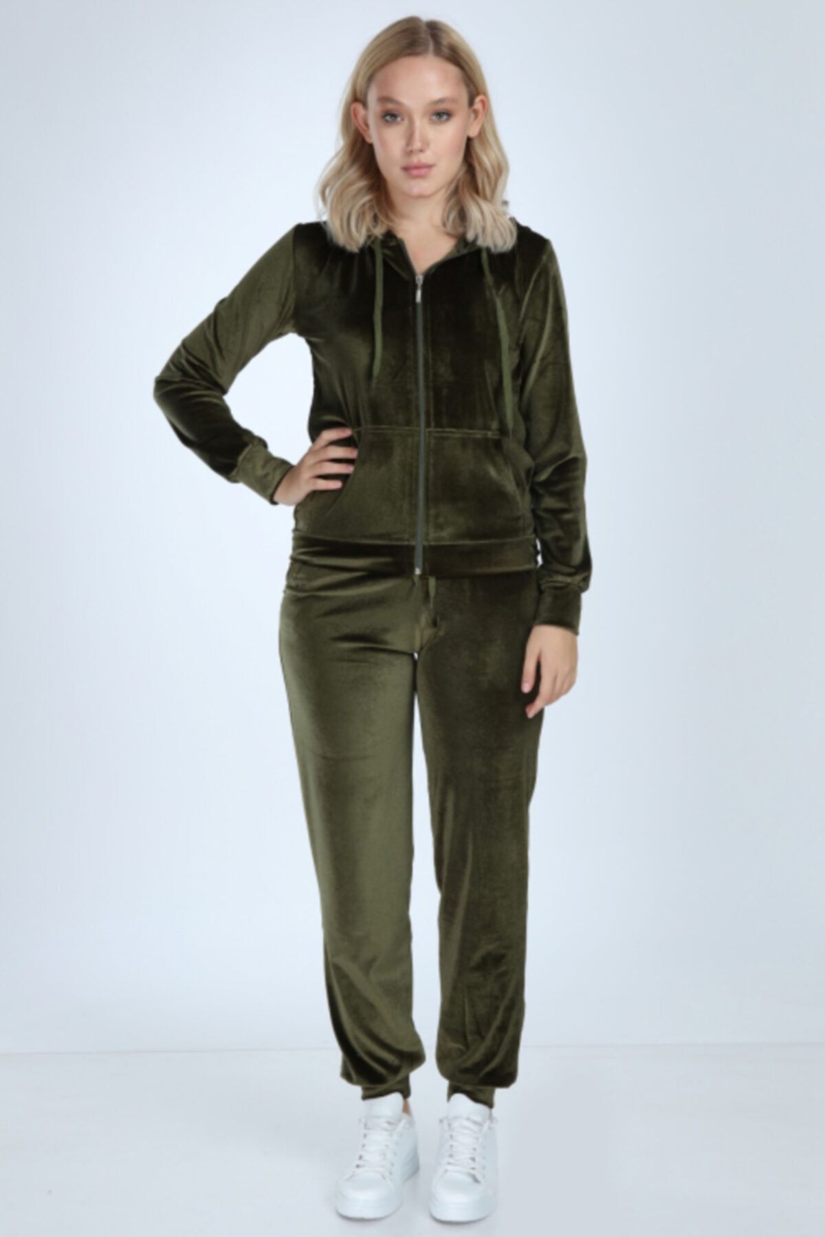Khaki velour discount tracksuit