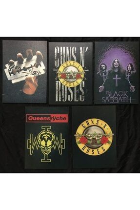 Heavy Metal Hard Rock Ahşap Tablo Seti Judas Priest Guns Nn Roses Black Sabbath Queensyrche mtaltablo000911