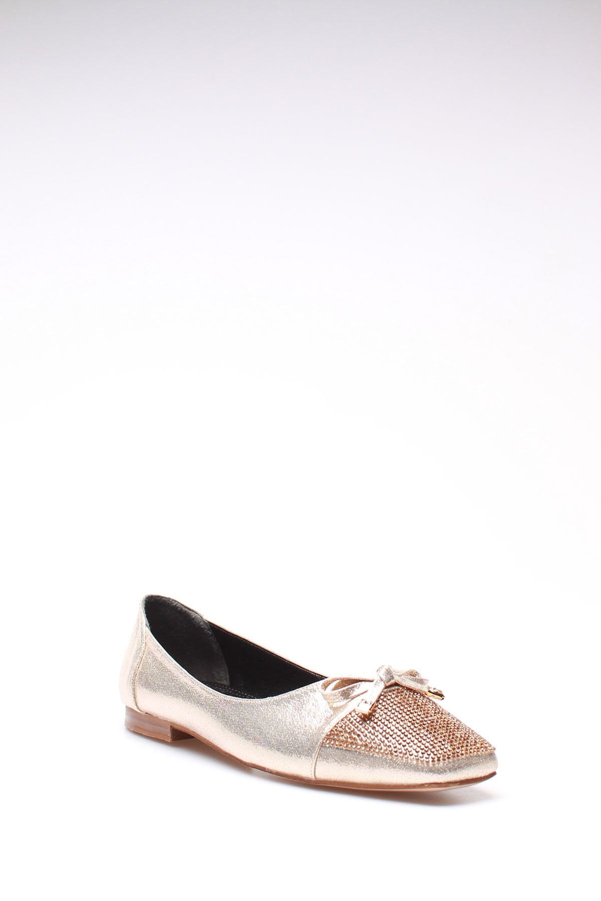ROVIGO-Women's Gold Glitter Stone Ballerinas 3