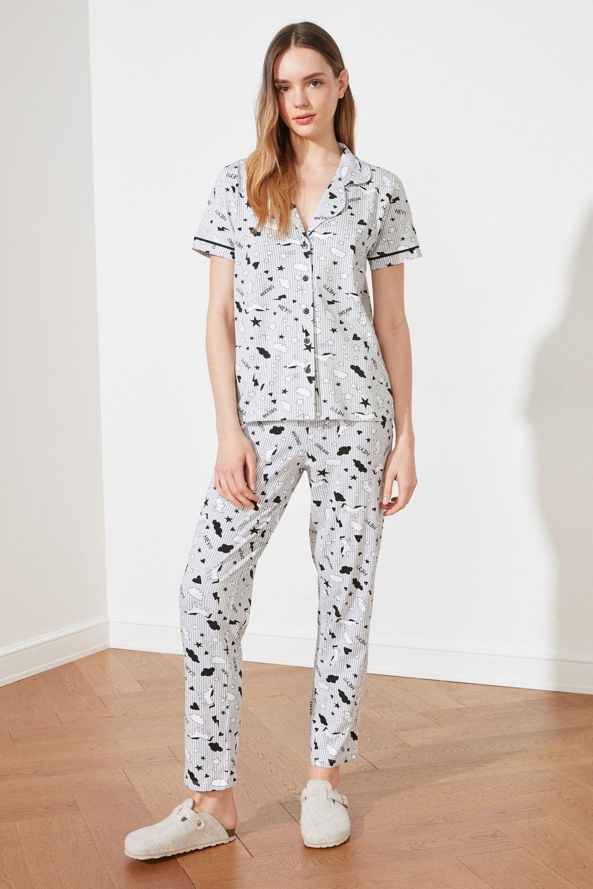 Trendyol Collection-Набір піжам з розважальним візерунком з 100% бавовни THMSS19IP0037 5