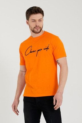 Erkek Turuncu Oversize Modelli T-shirt CHOSEYOUR