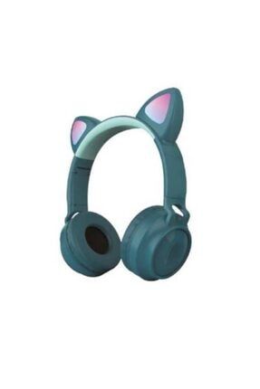 Işıklı Ledli Kedi Kulaklık Kablosuz Bluetooth Kulaküstü Mikrofonlu Kulaklık Mavi TG-KEDİ