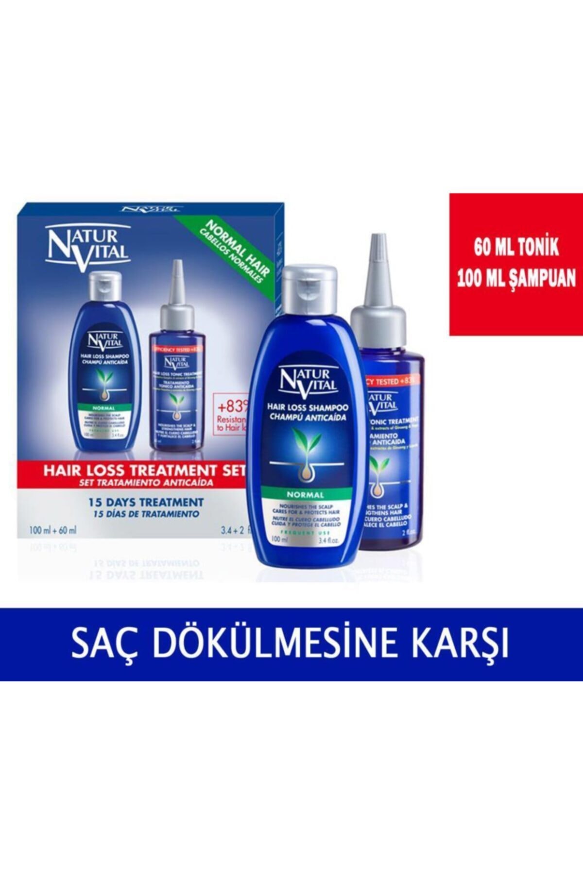 Natur Vital تونیک درمان ریزش مو، شامپوی معمولی ۶۰+۱۰۰ میلیلیتری — ۸۴۱۴۰۰۲۰۷۸۸۳۷