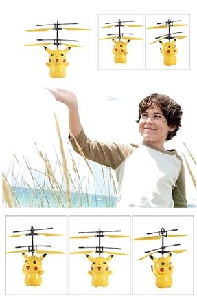 Pikachu Figürlü Helikopterli Rc Drone Oyuncak Mini Mini Uçan Indiksiyon Oyuncak Drone Sensörlü Fizik is64c
