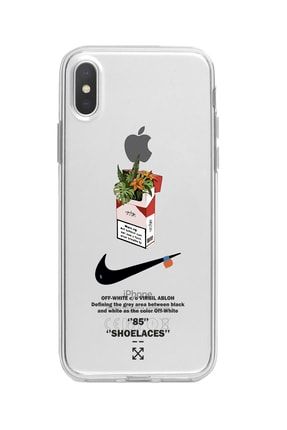 Iphone X Şeffaf Nike Smoke Tasarımlı Lüx Kılıf IPX-LNS86