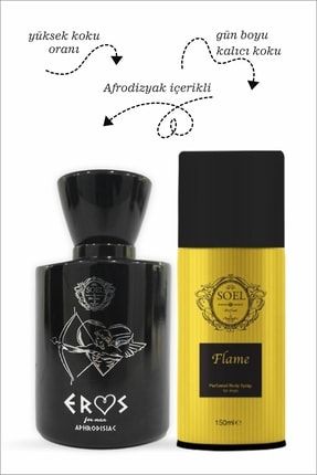 Eros Erkek Parfümü 50ml Edp+flame Erkek Deodorant 150ml eros&flame