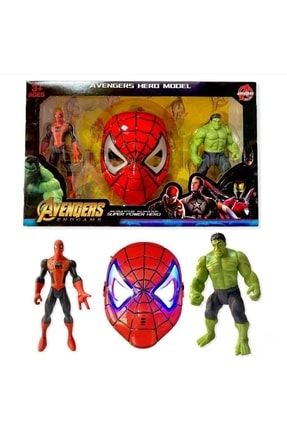 Hulk Spiderman Figür Ve Işıklı Örümcek Adam Maske Seti VB53652145