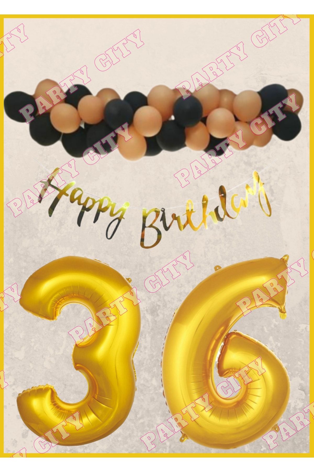 Party City Happy Birthday Gold Concept 36 Years Birthday Party