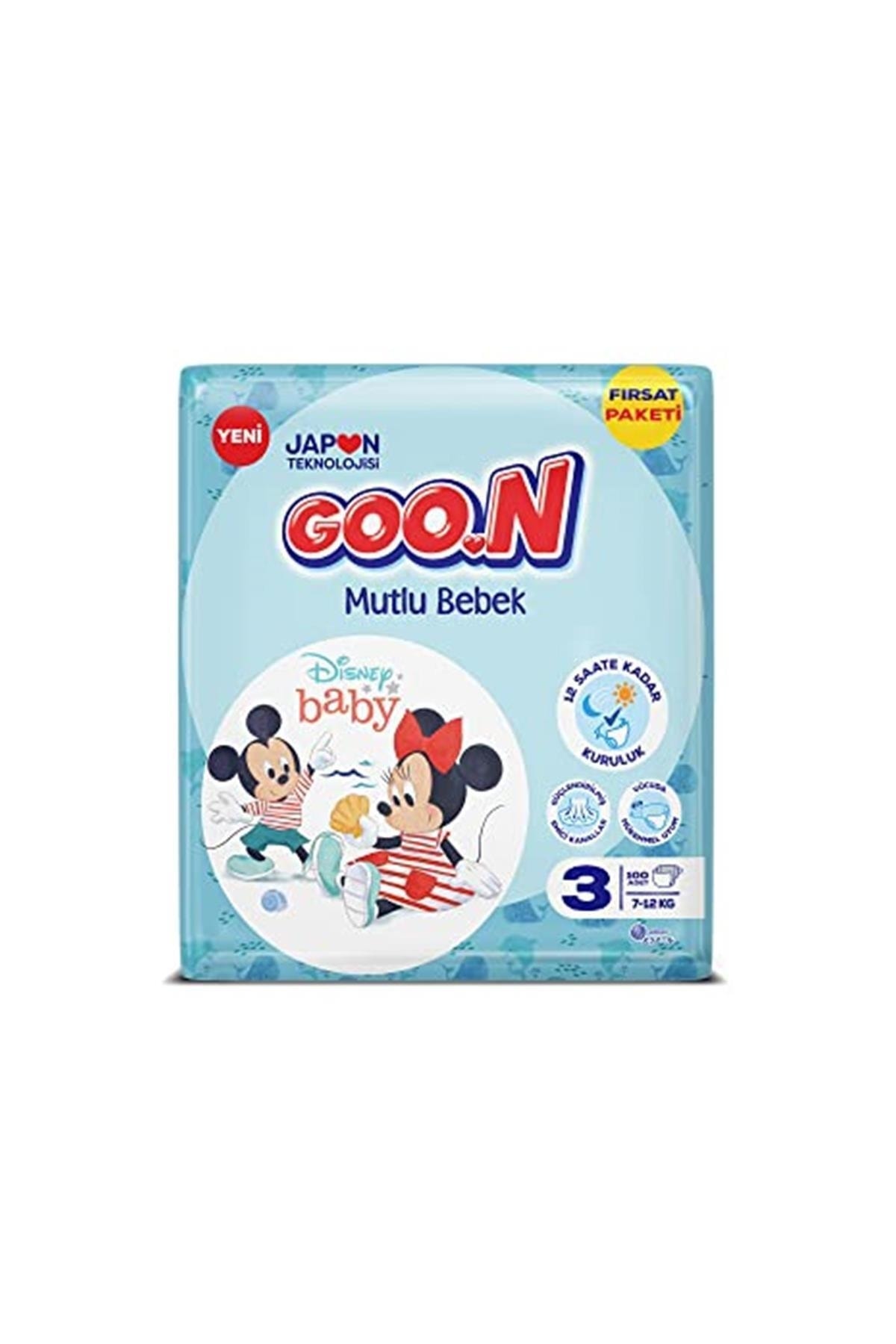 Goo.n Bebek Bezi Mutlu Bebek Bant 3 Beden 100 Adet 7-12 kg fotoğrafı 2 (önizleme)