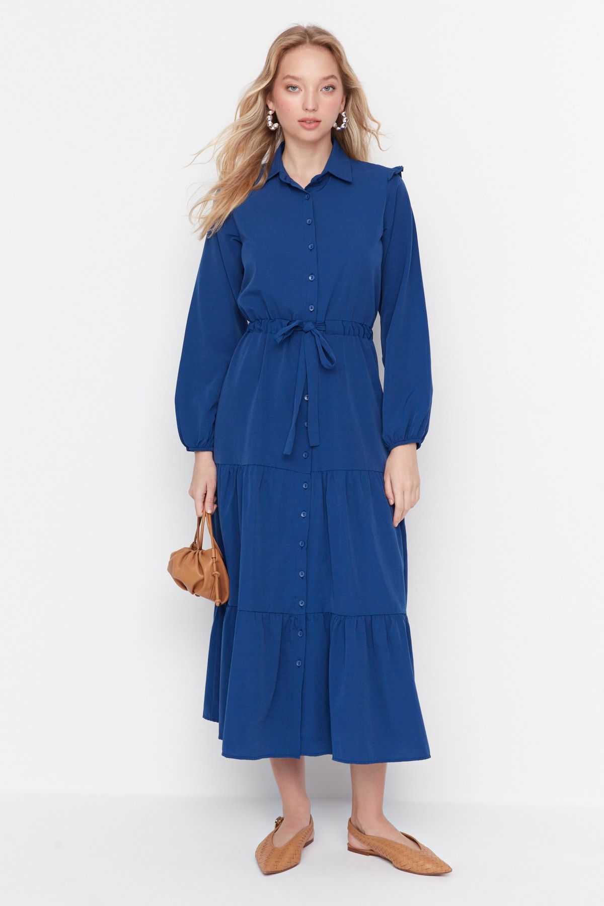 Trendyol Modest Kleid Blau Blusenkleid