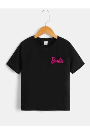 Çocuk Unisex Oversize Siyah Barbie Baskılı T-shirt barbiee-