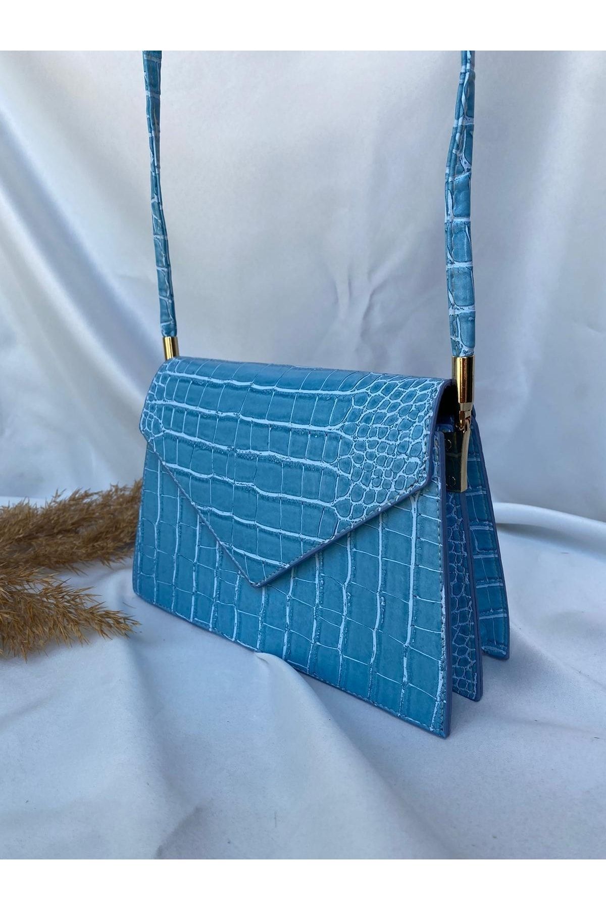 melecco Aqua Light Blue Women s Crossbody Bag with Envelope