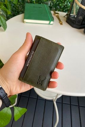 Orsa - Hakiki Deri Mini Yeşil Kartlık, 8 Kart Bölmeli