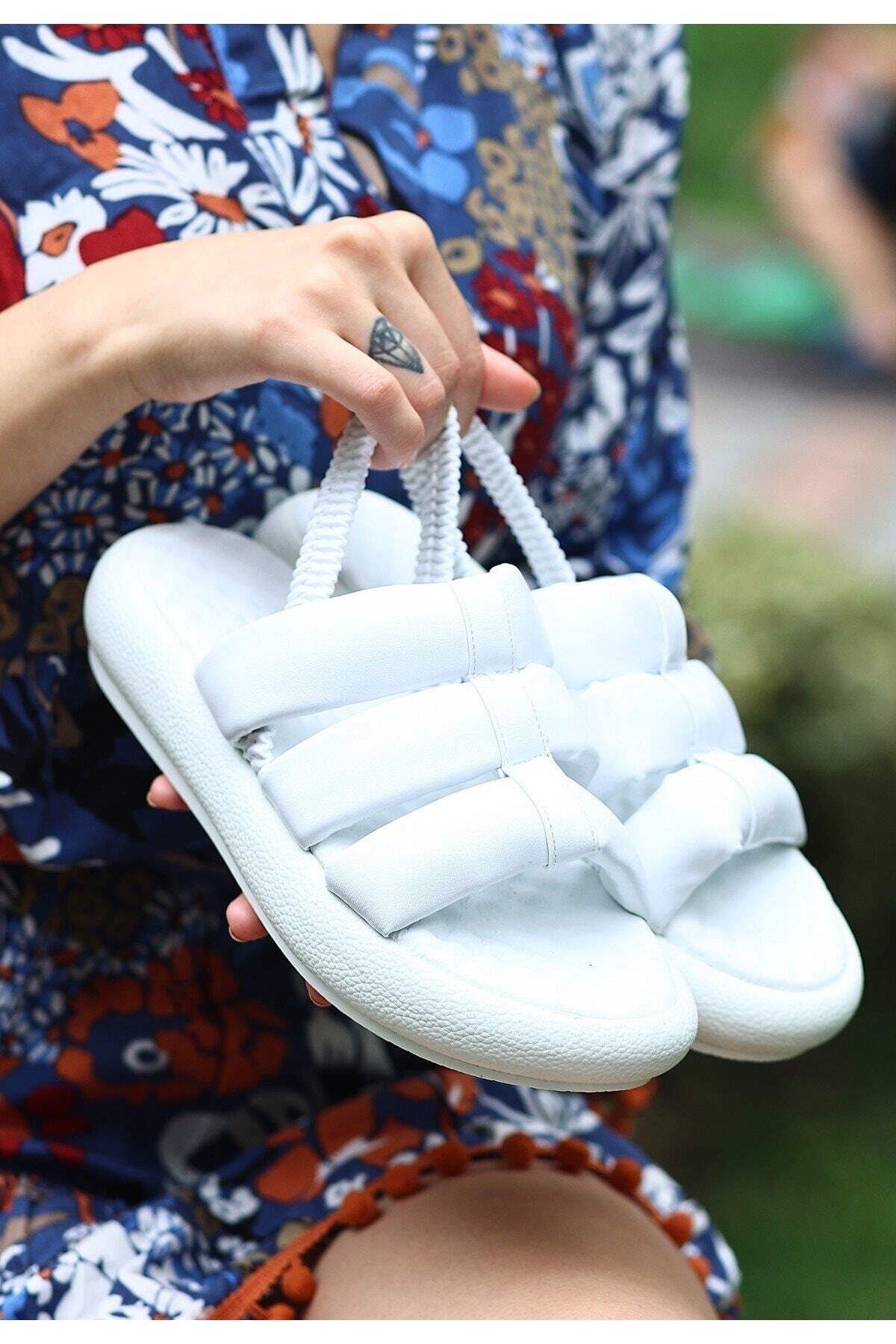 Kadın Beyaz Hara Beyaz Cilt Sandalet