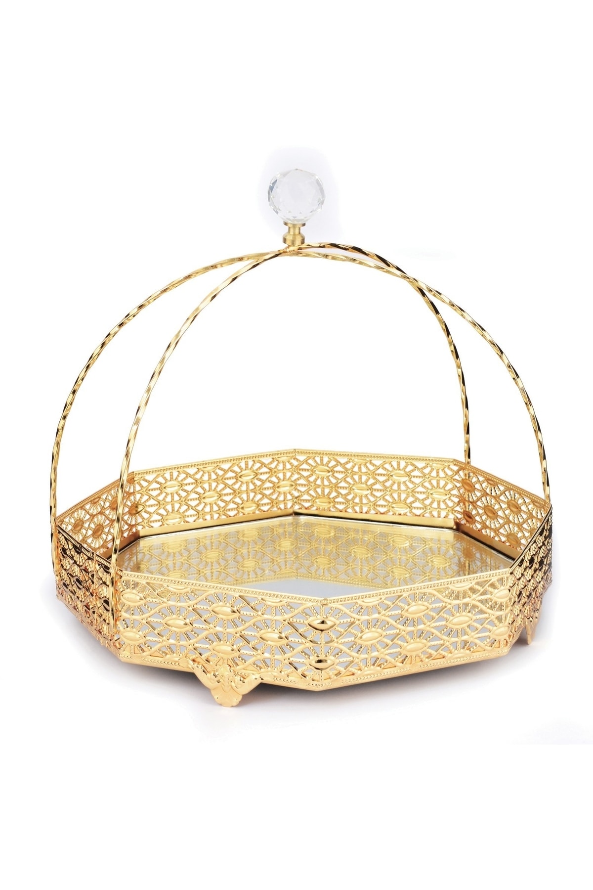 HELVACIOĞLU AKSESUAR 27 Pattern Honeycomb Basket Gold 25 Cm