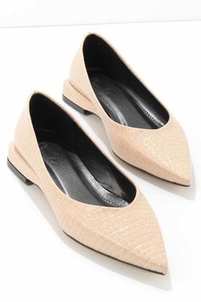 Bej Kroko Kadın Klasik Topuklu Ayakkabı K01188121511