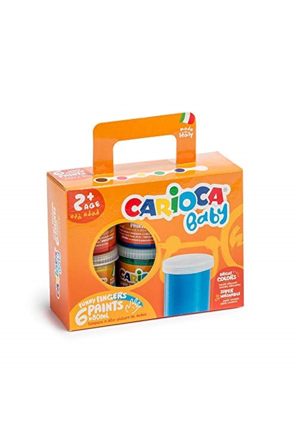 وسایل رنگ آمیزی سفید پسرانه و دخترانه بچگانه نقاشی انگشت قابل شستشو 6 x 80 گرم Carioca