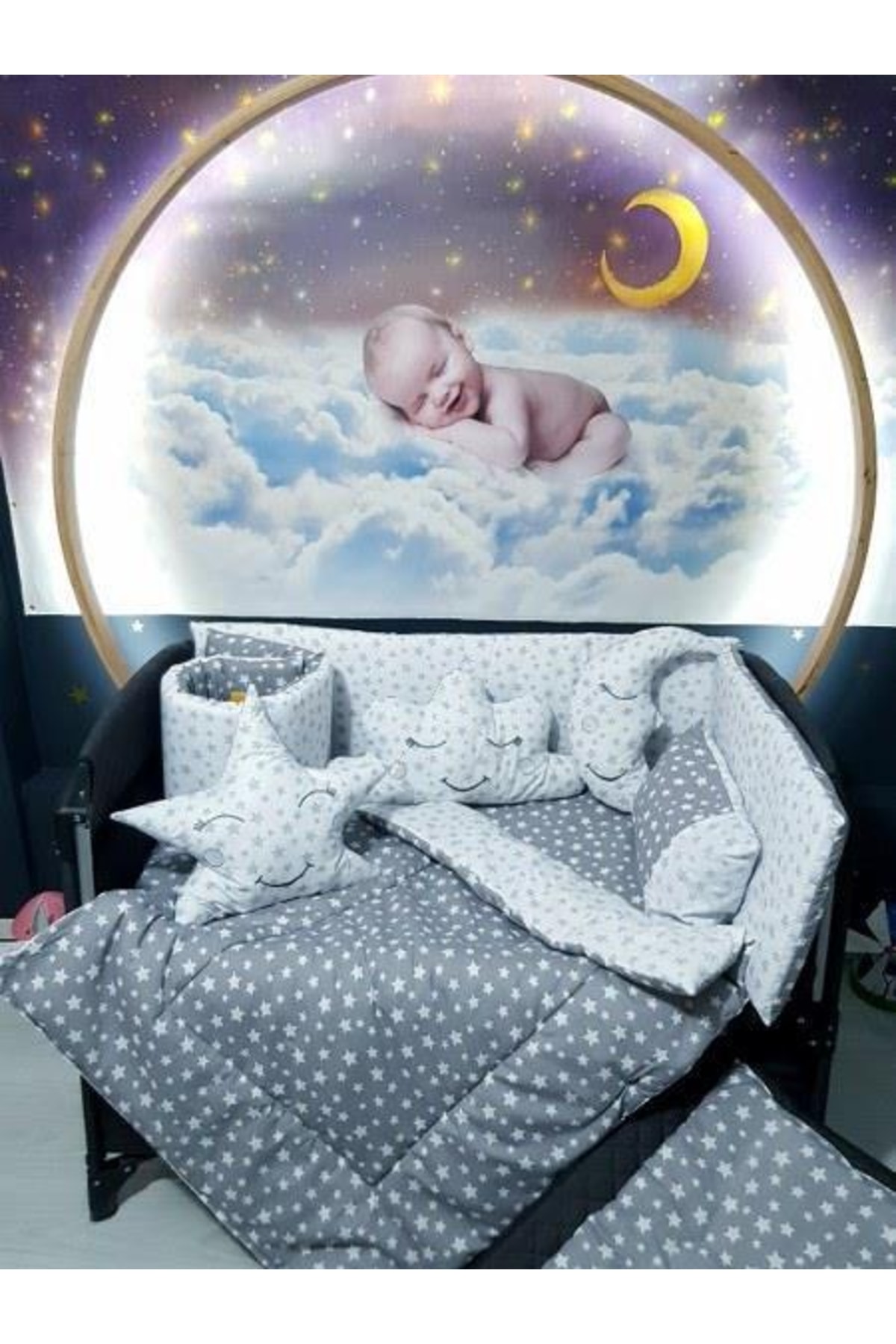 bebek_iklimi 70x120 Bebek Uyku Seti Yıldız Desen Park Beşiklere Uyumlu 10 Parça (beşik Hariçtir) fotoğrafı 4 (önizleme)