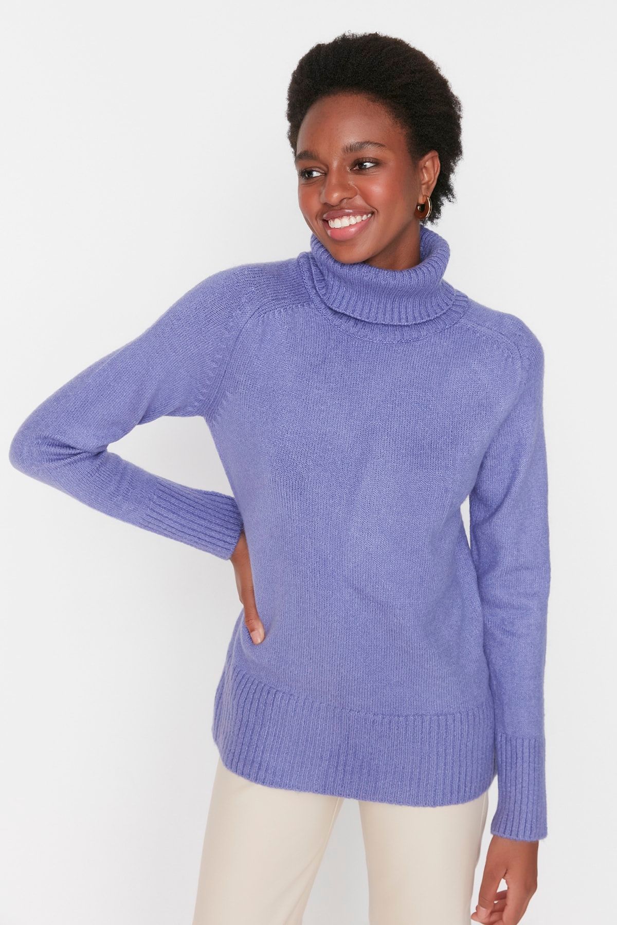Trendyol Collection Pullover Lila Regular Fit Fast ausverkauft