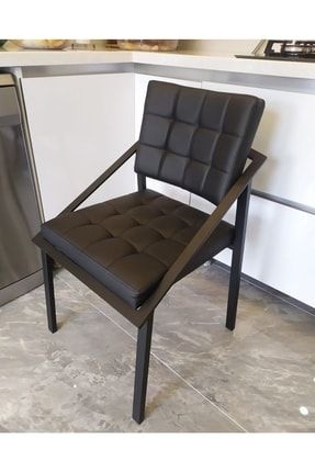 Granada Sandalye Siyah Metal Siyah Deri Mutfak Ve Salon Için krcmnlygrnd