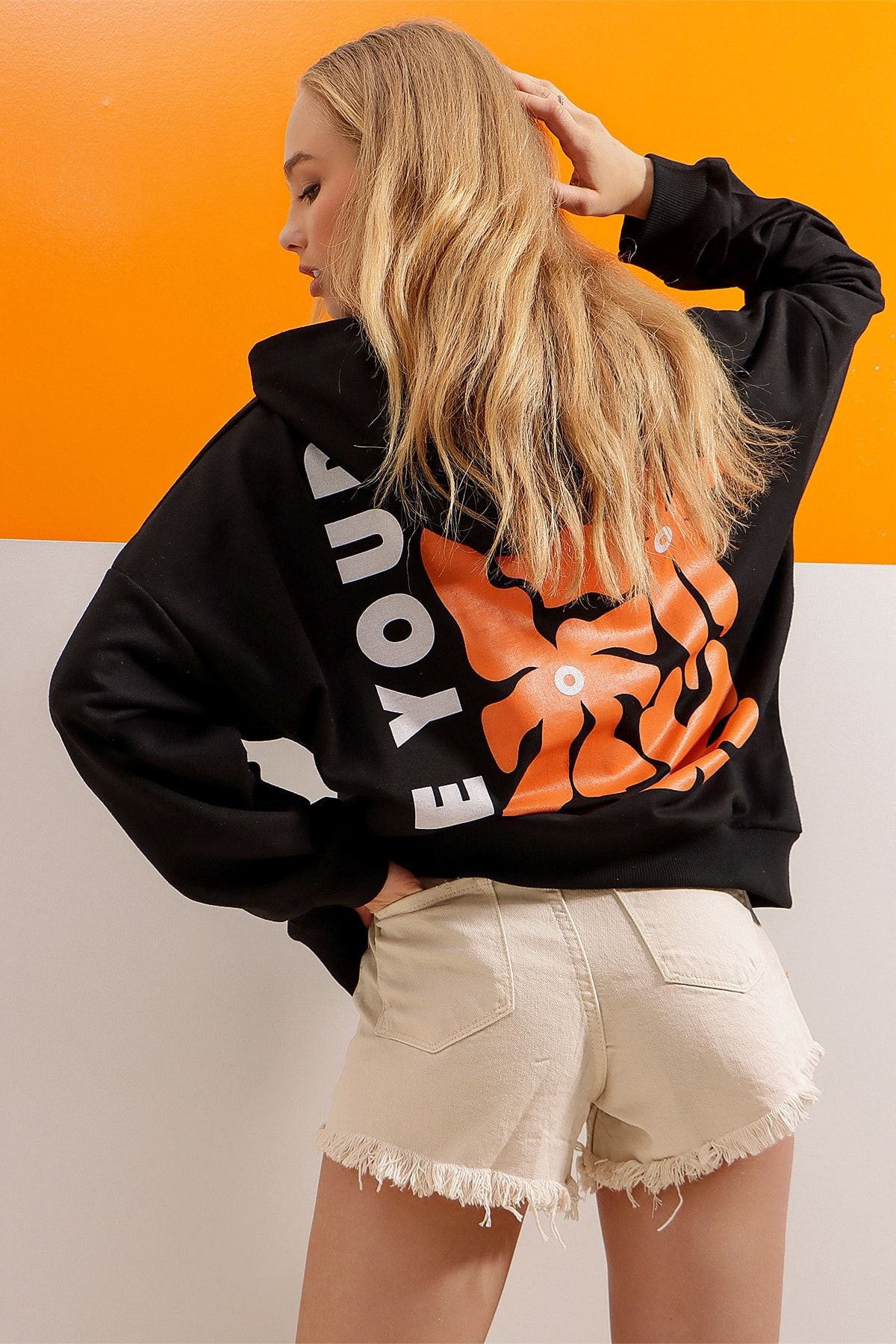 Half black half orange on sale hoodie