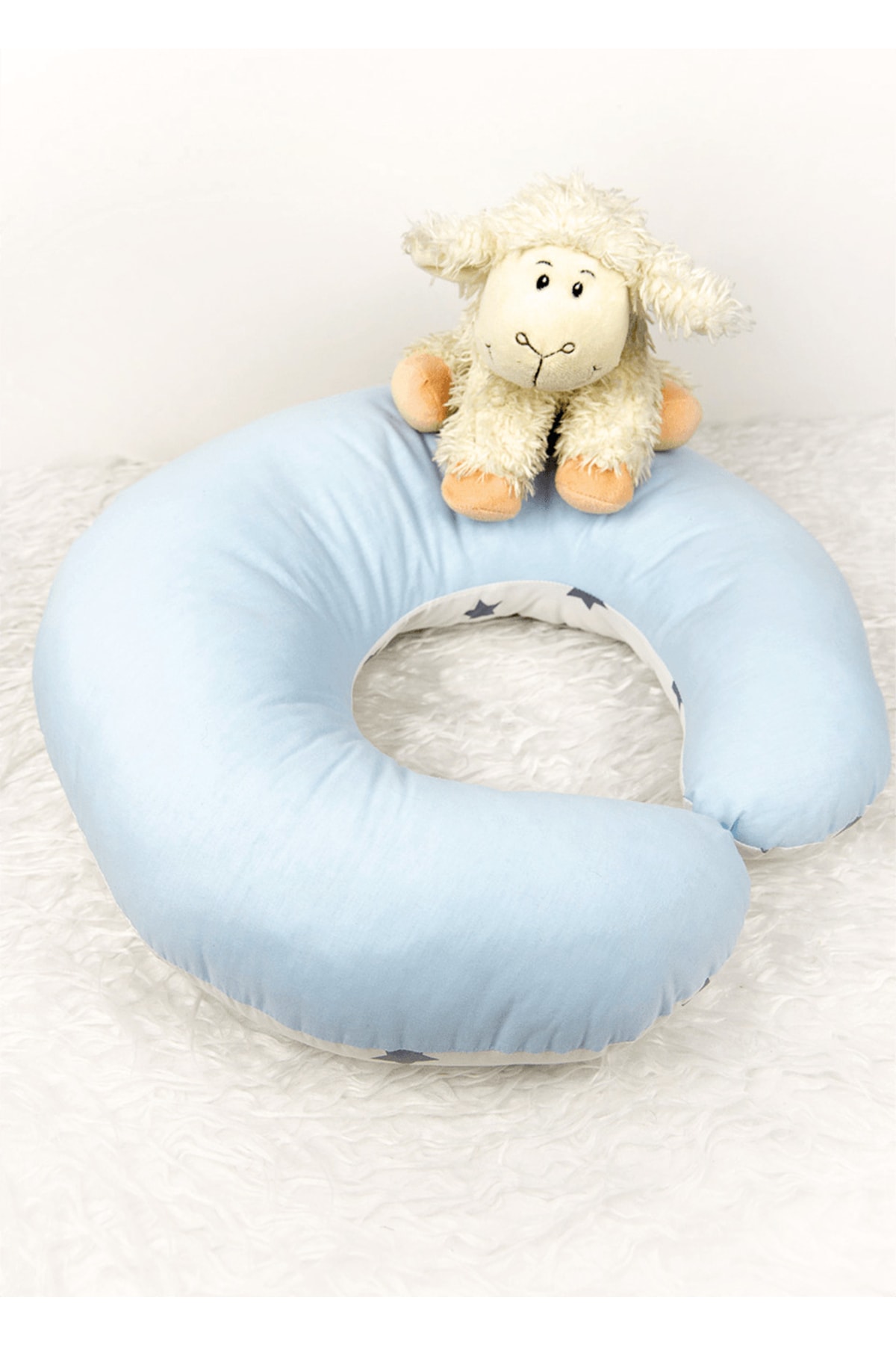 Babynest Bebek Yastığı Ve Emzirme Destek Minderi Gri Yıldız Ve Mavi fotoğrafı 2 (önizleme)