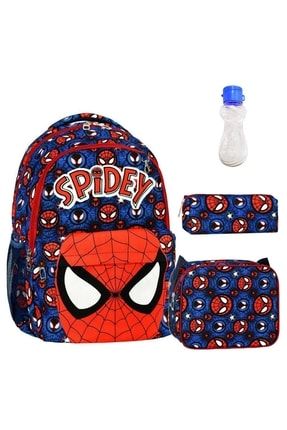 Spidey Çanta + Beslenme + Suluk - Okul Çantası - Spiderman Erkek Çocuk Çantası - Ilkokul Çanta e1807cnt07+s