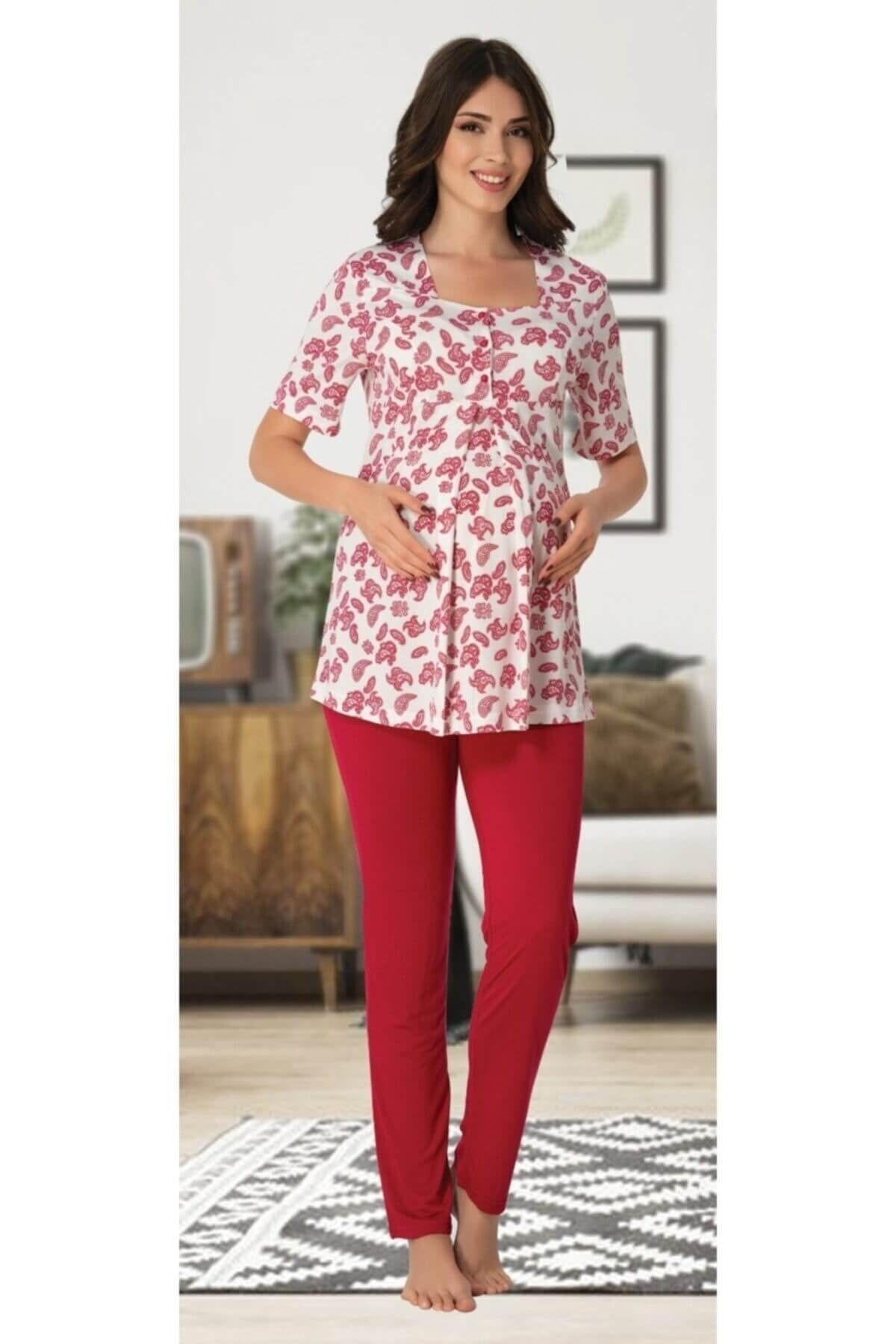 Nursing nightgown for postpartum women with short sleeves pajamas